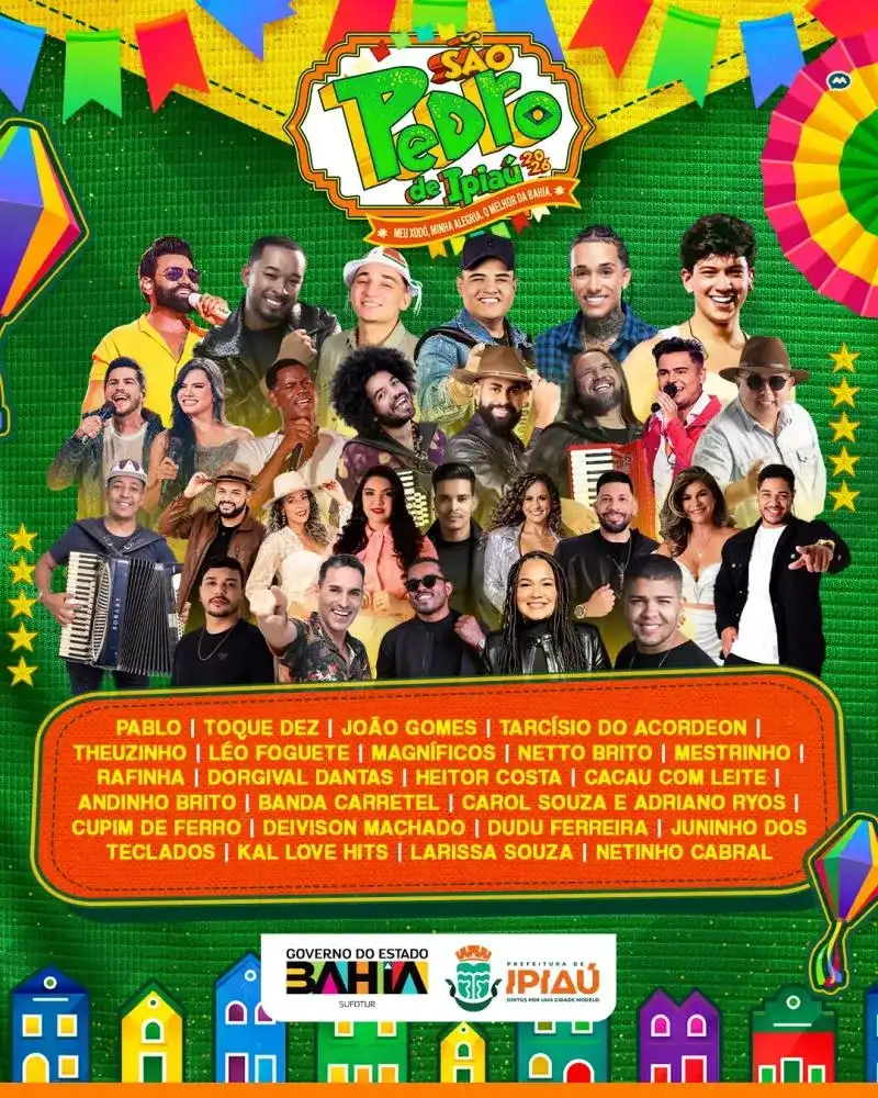 Imagem de João Gomes, Dorgival Dantas, Toque Dez e mais: confira programação do São Pedro de Ipiaú